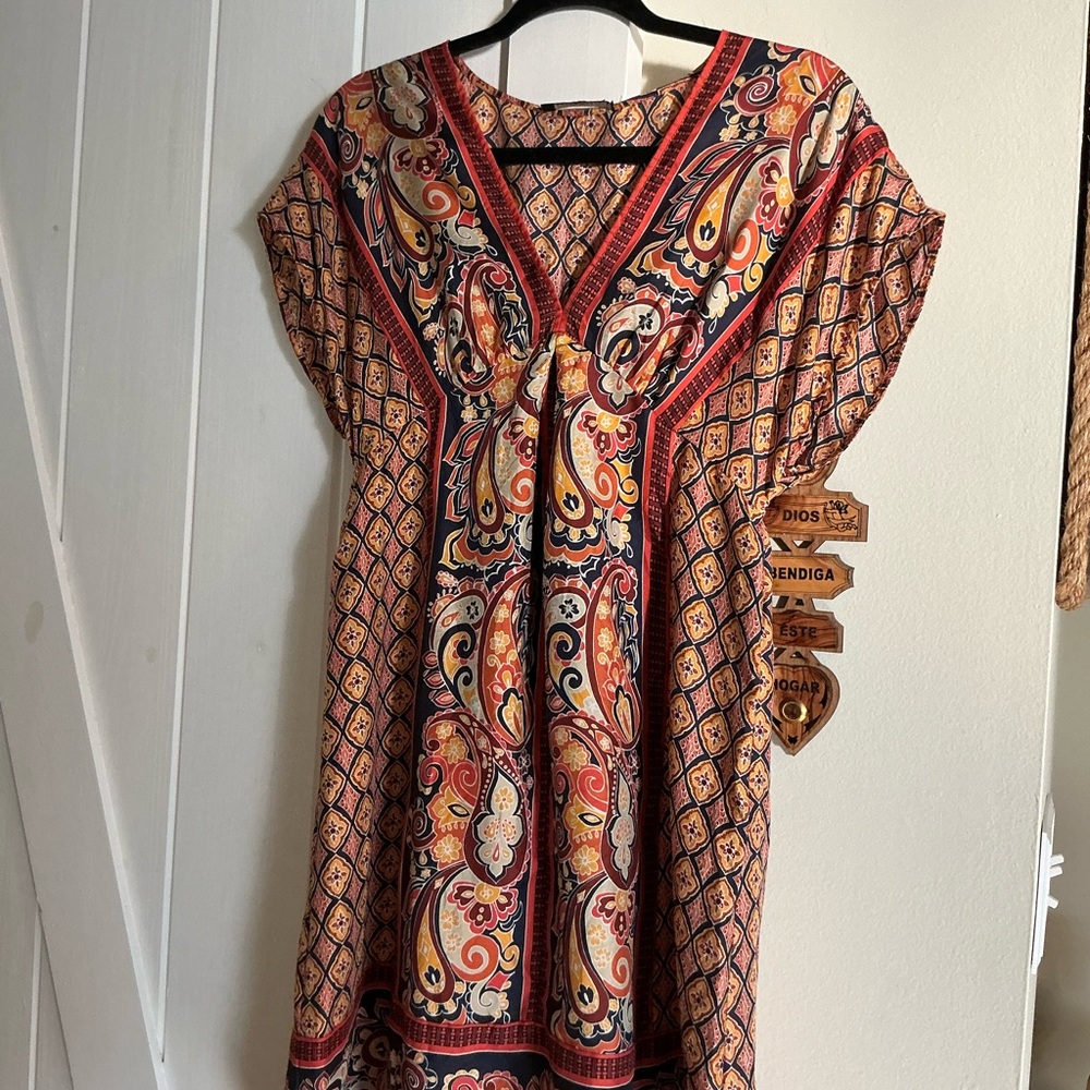 Banana Republic Paisley Mini Dress in Red and Orange